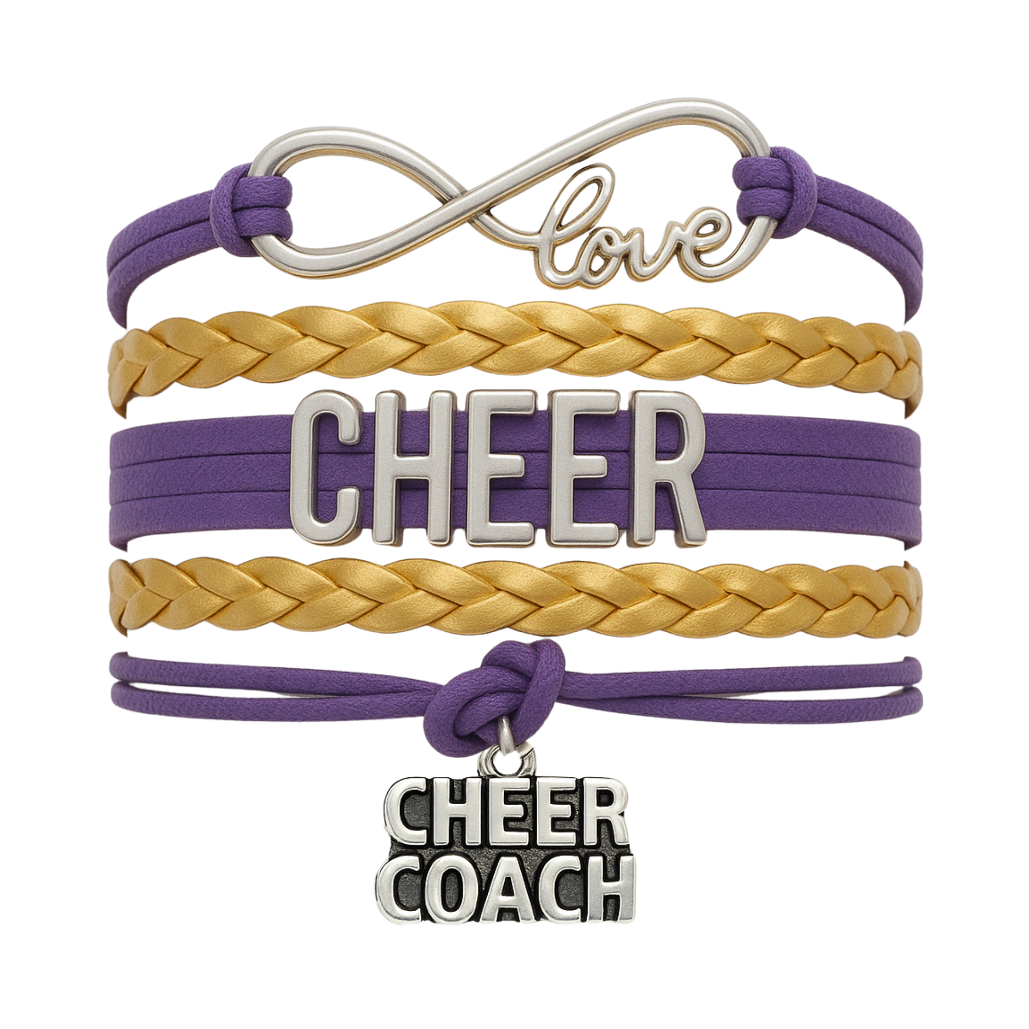 Cheer Coach Infinity Bracelet - Pick Colors & Charms