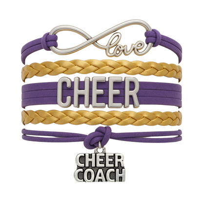 Cheer Coach Infinity Bracelet - Pick Colors & Charms
