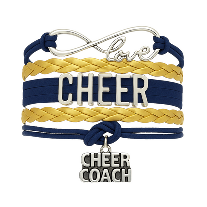Cheer Coach Infinity Bracelet - Pick Colors & Charms