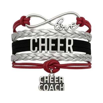 Cheer Coach Infinity Bracelet - Pick Colors & Charms