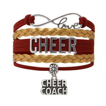 Cheer Coach Infinity Bracelet - Pick Colors & Charms