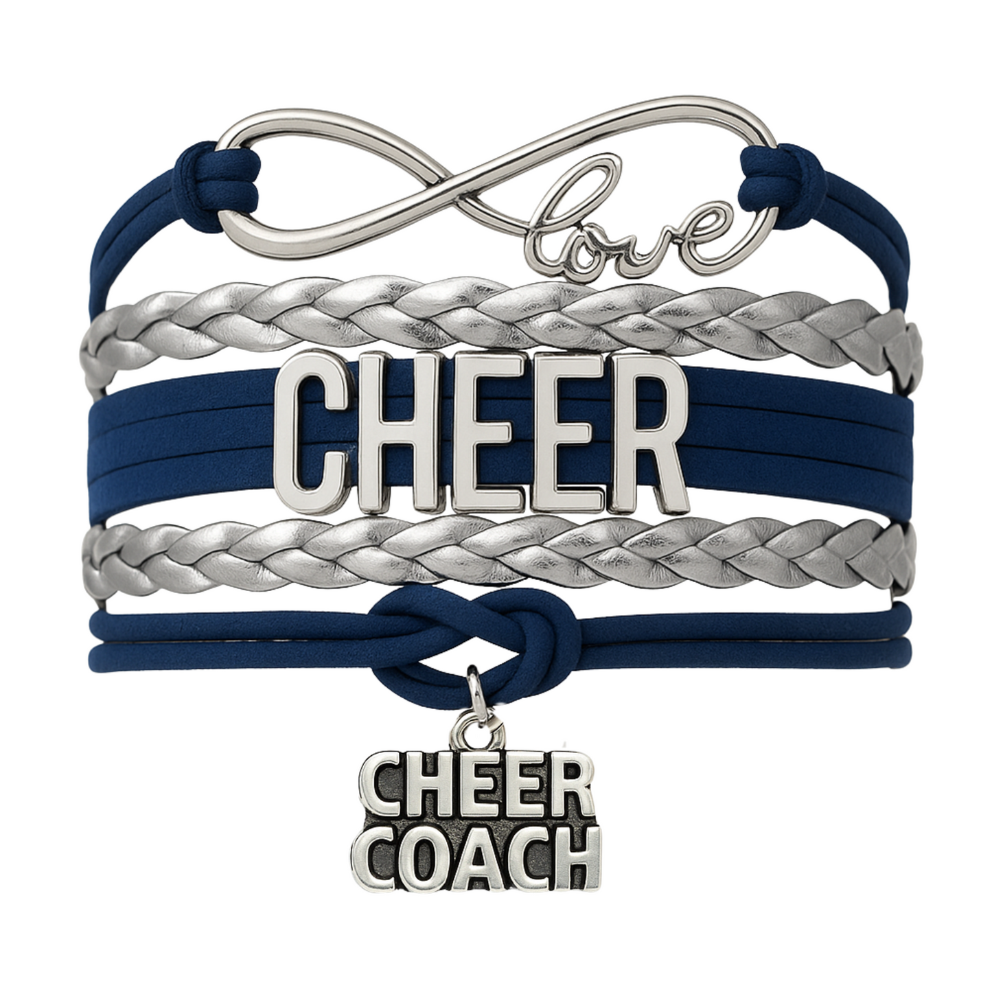Cheer Coach Infinity Bracelet - Pick Colors & Charms
