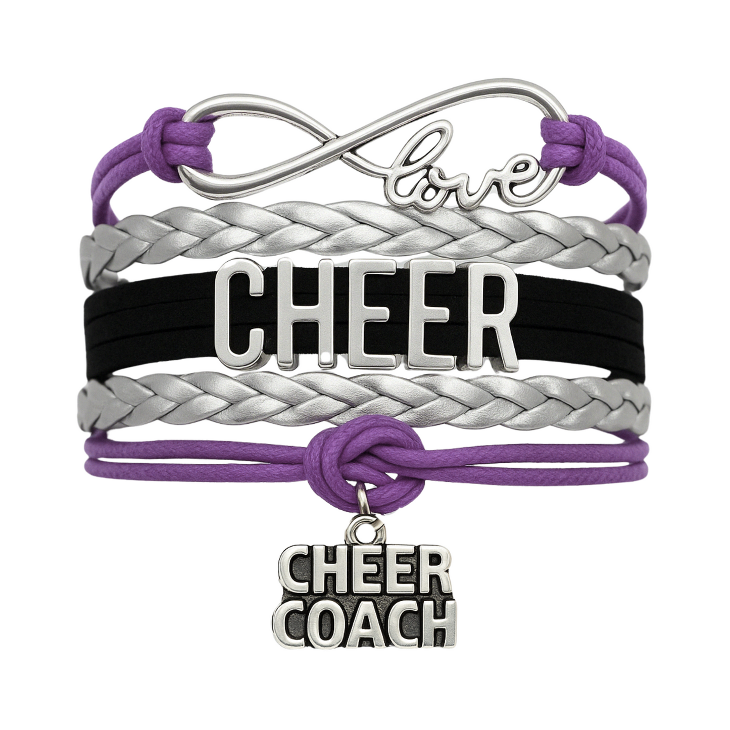 Cheer Coach Infinity Bracelet - Pick Colors & Charms