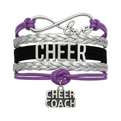 Cheer Coach Infinity Bracelet - Pick Colors & Charms