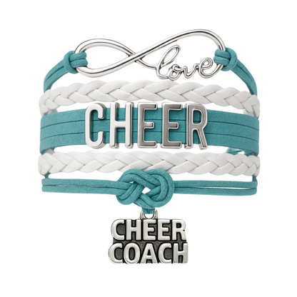 Cheer Coach Infinity Bracelet - Pick Colors & Charms
