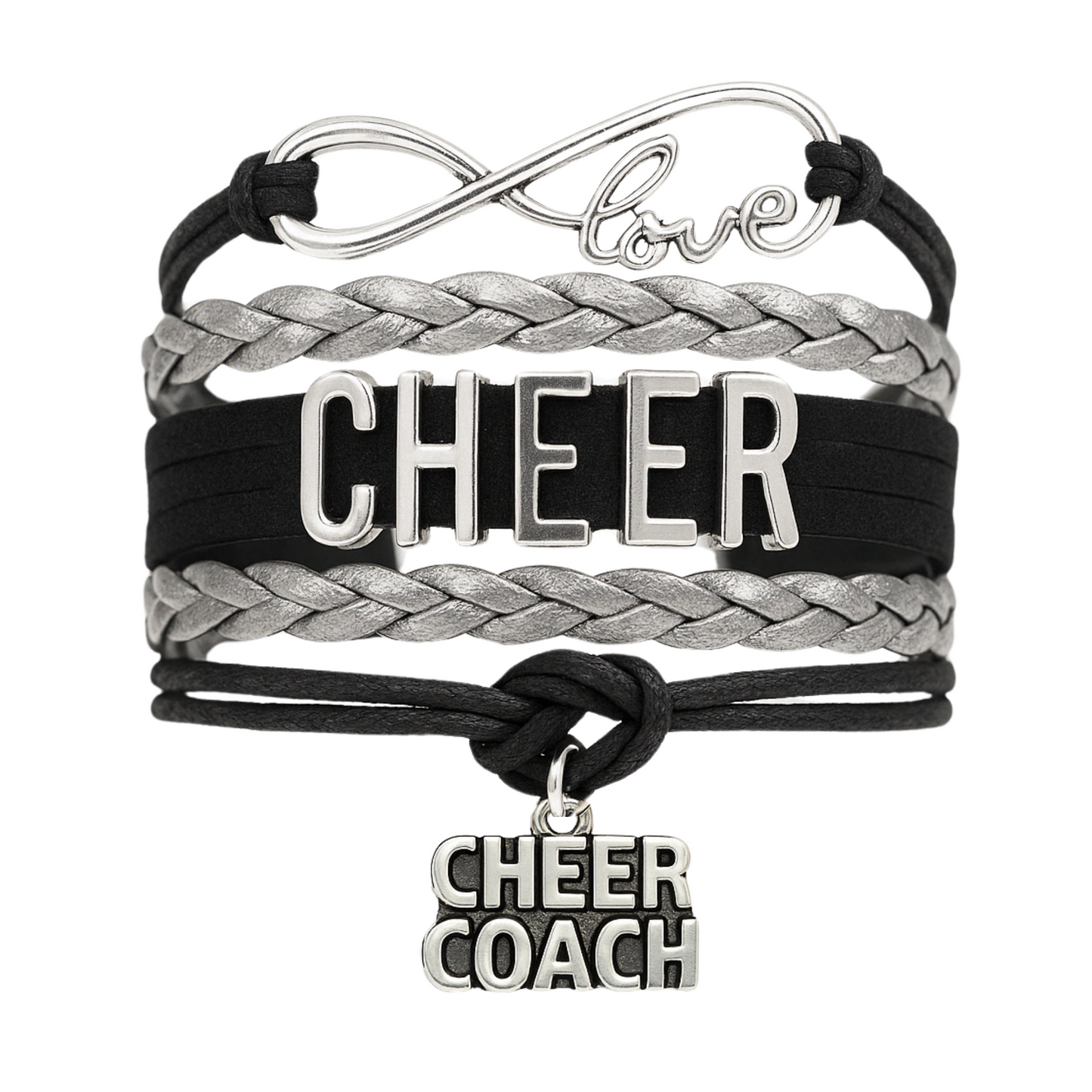 Cheer Coach Infinity Bracelet - Pick Colors & Charms