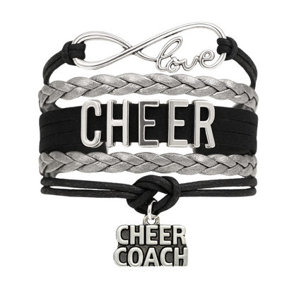 Cheer Coach Infinity Bracelet - Pick Colors & Charms