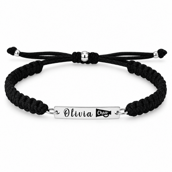 Personalized Engraved Cheer Bar Rope Bracelet