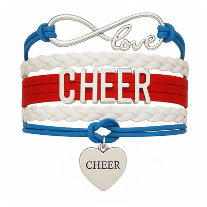 Infinity Cheer Bracelet - Pick Team Colors & Charm