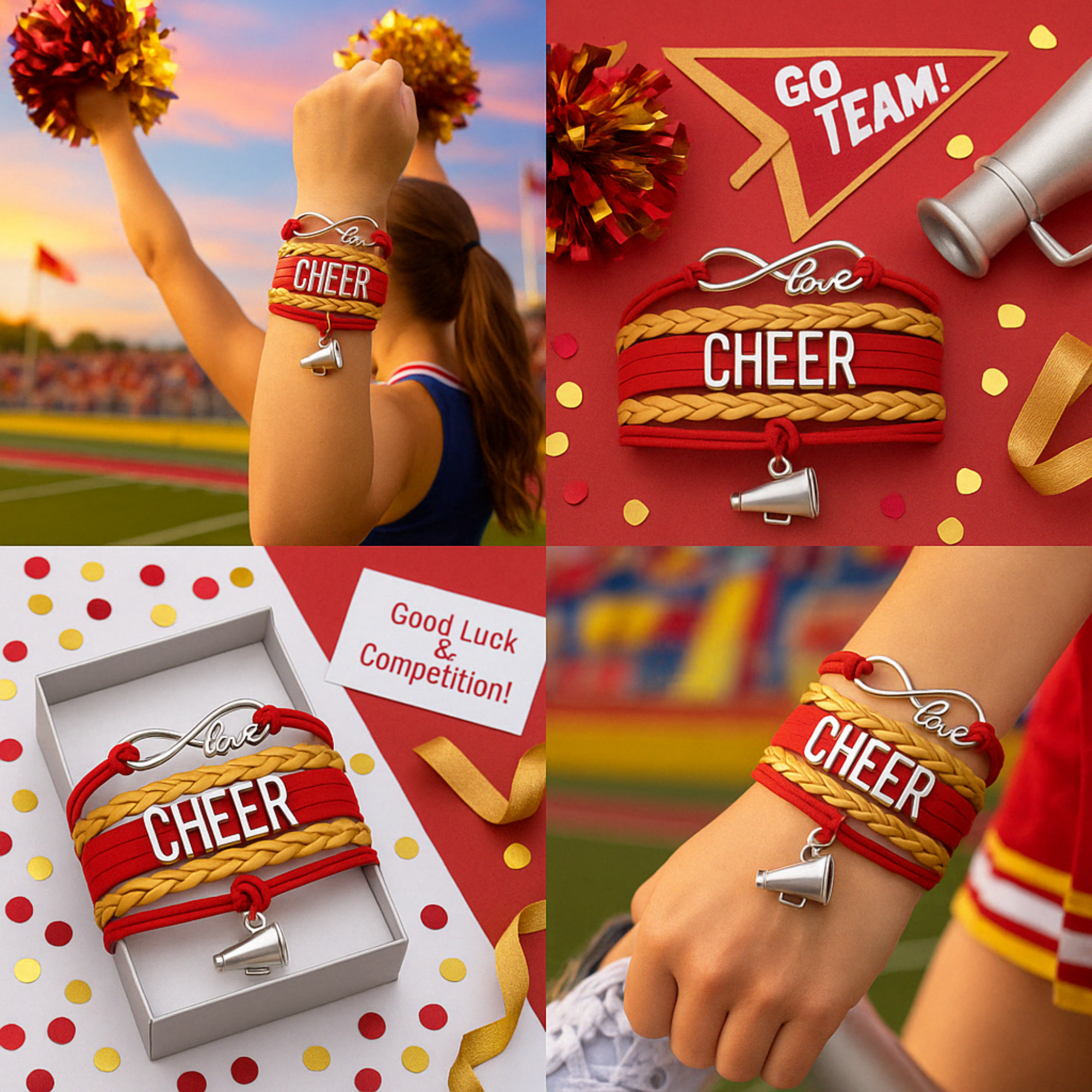 Cheer Charm Bracelet - 22 Team Colors Available