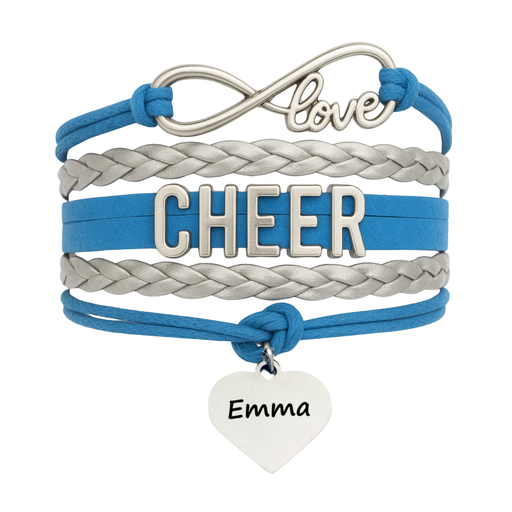 Personalized Cheer Bracelet with Engraved Heart