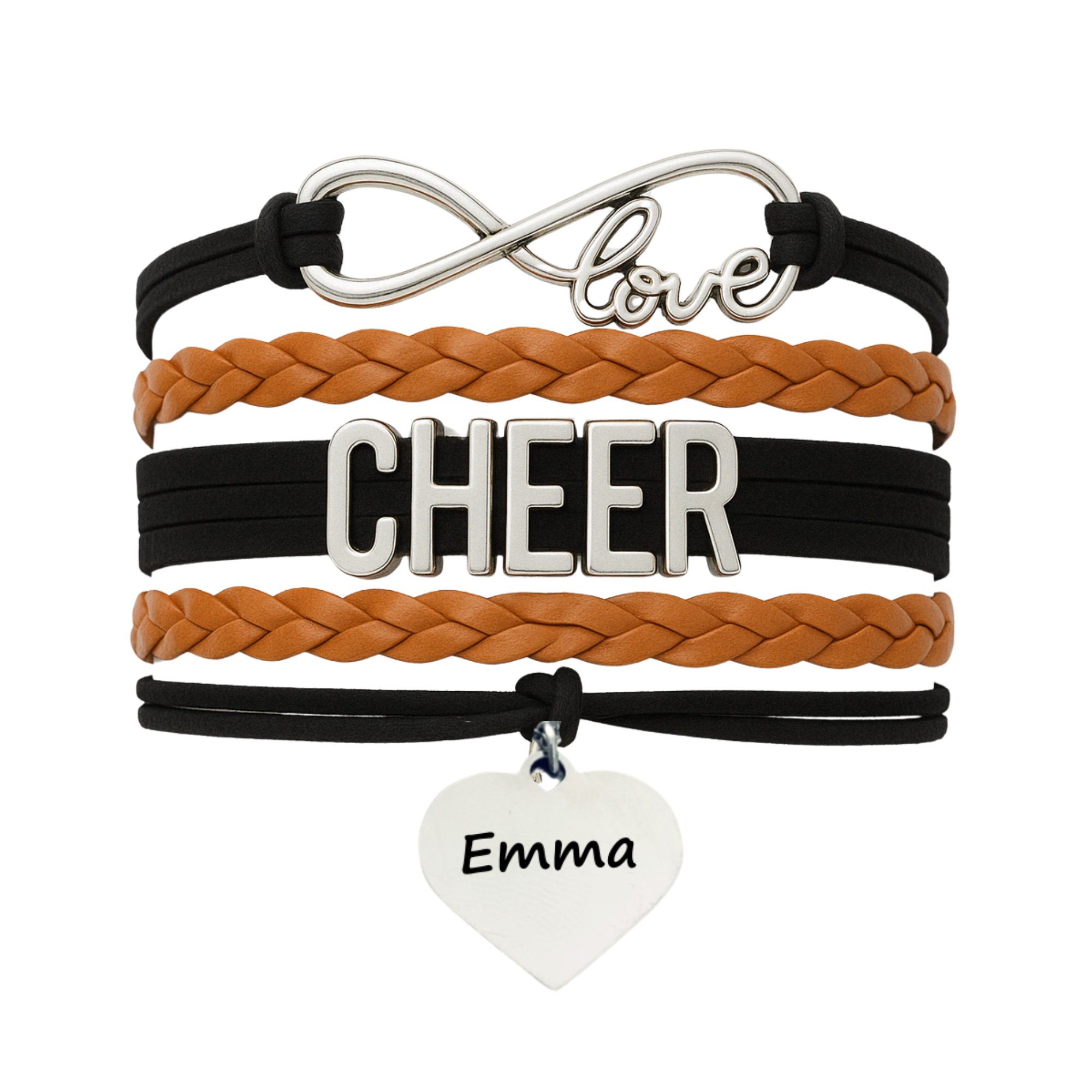 Personalized Cheer Bracelet with Engraved Heart