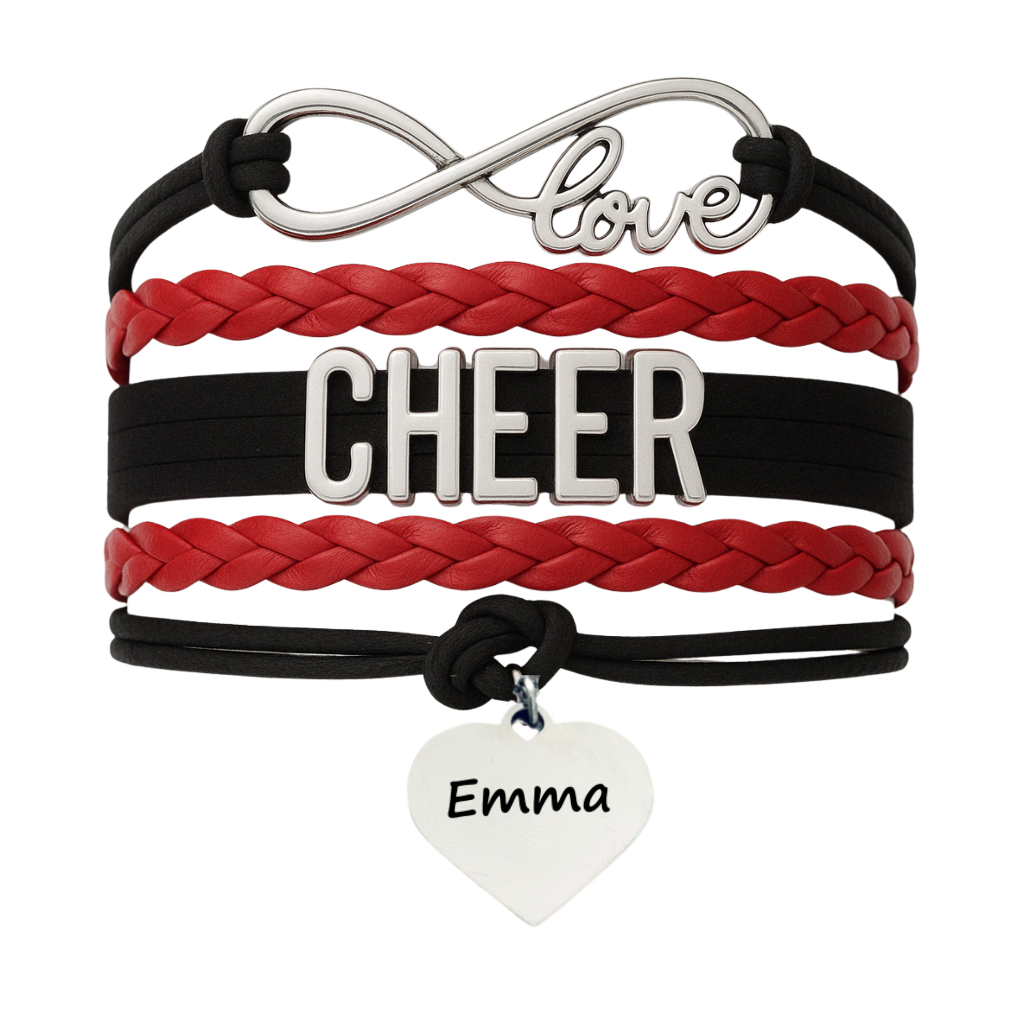 Personalized Cheer Bracelet with Engraved Heart