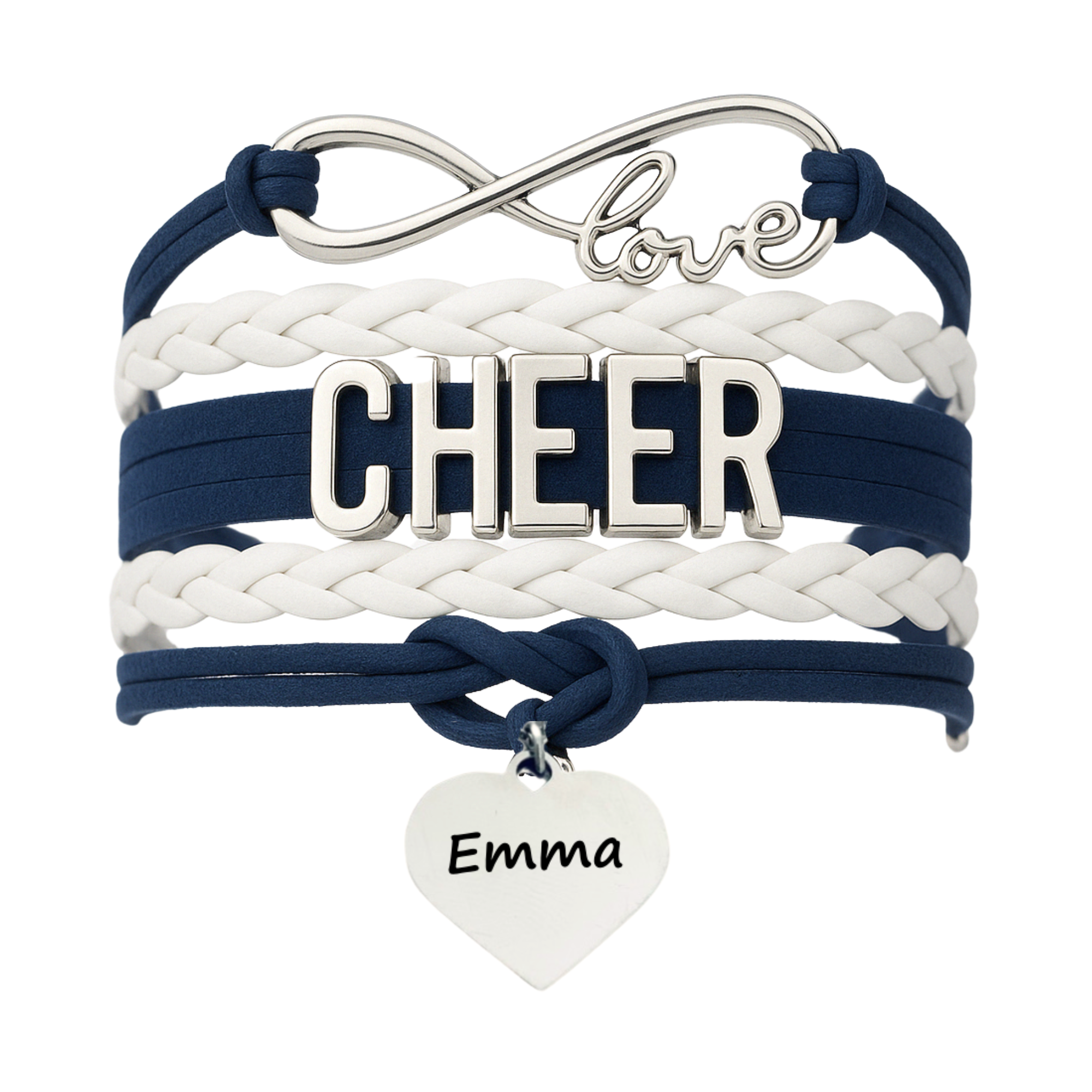 Personalized Cheer Bracelet with Engraved Heart