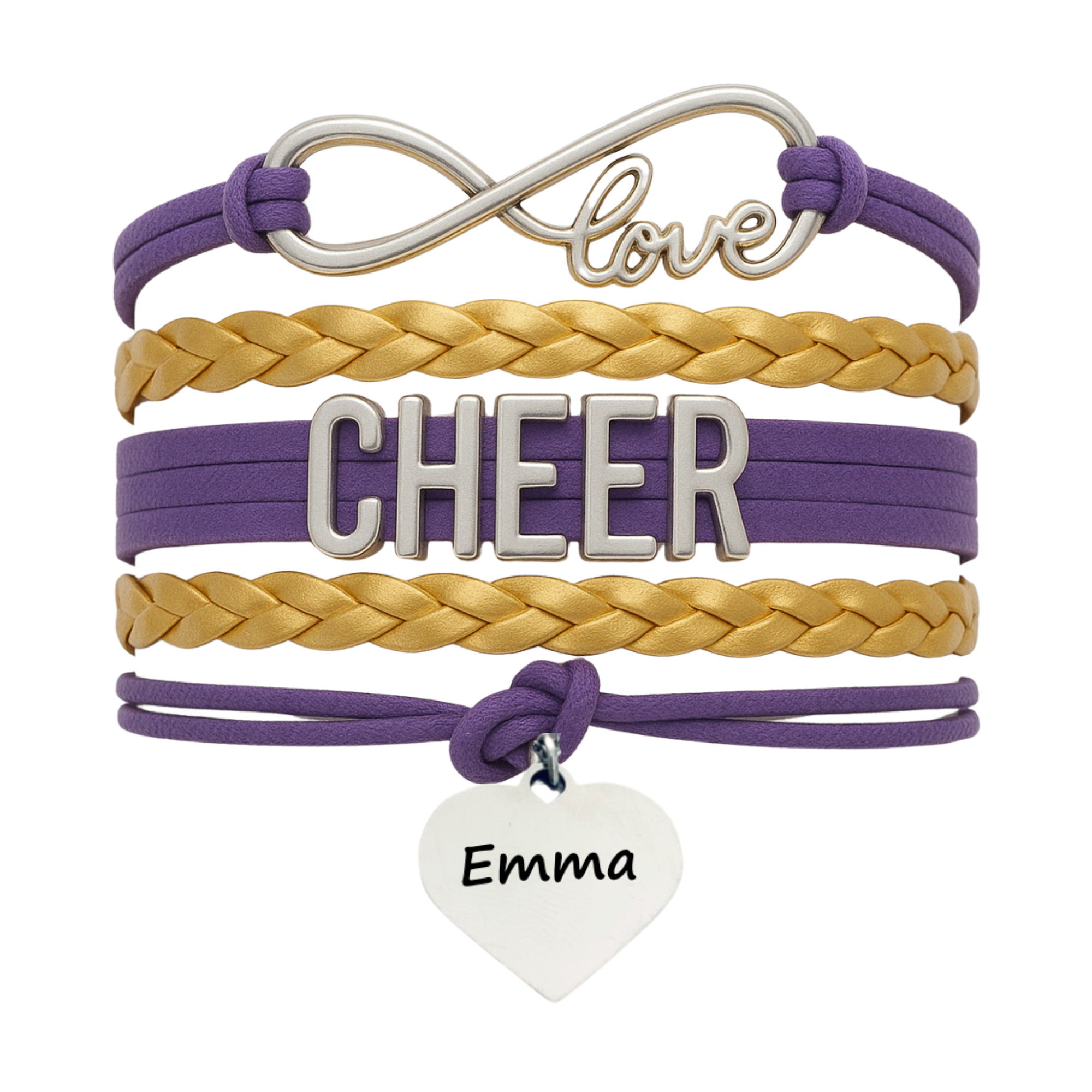 Personalized Cheer Bracelet with Engraved Heart