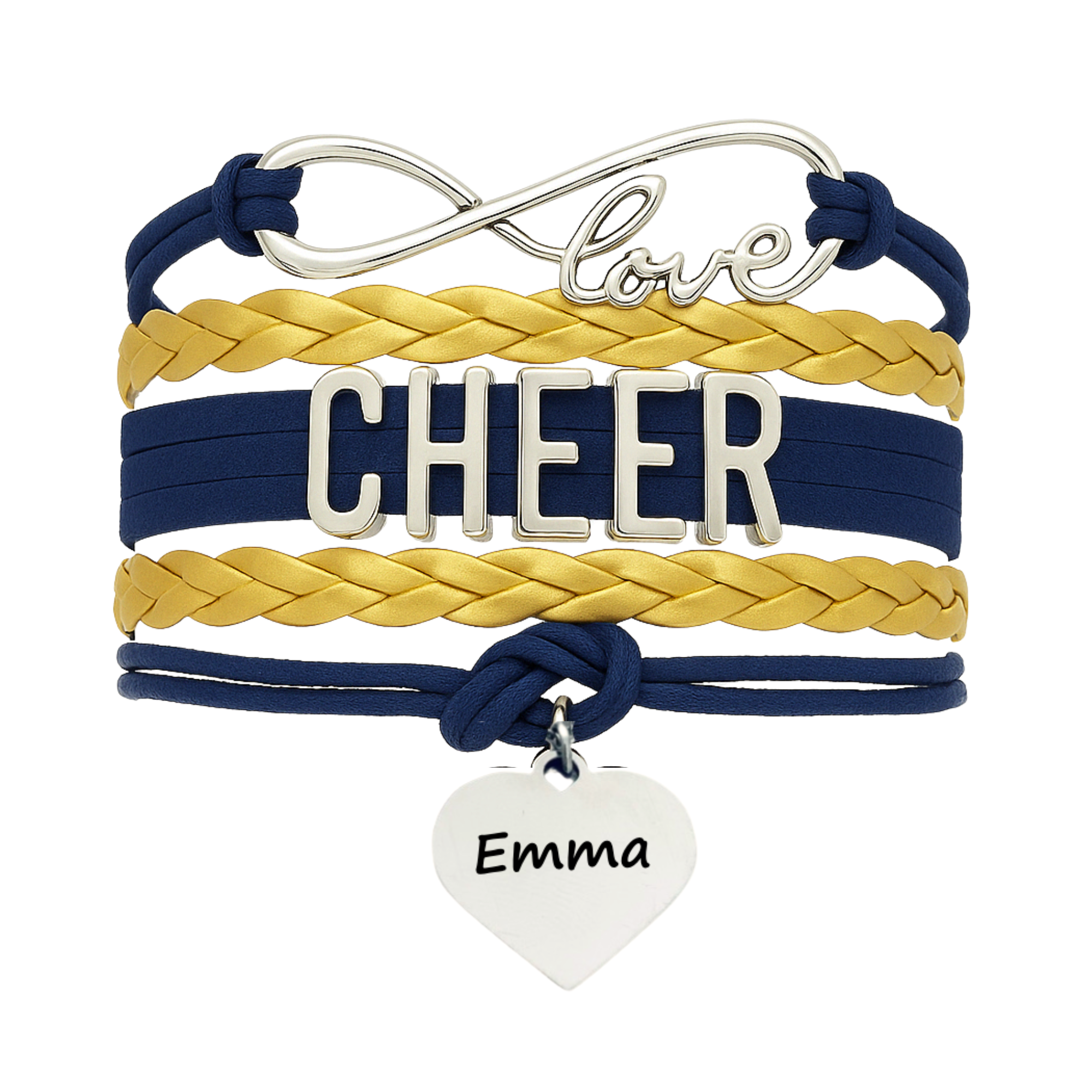 Personalized Cheer Bracelet with Engraved Heart