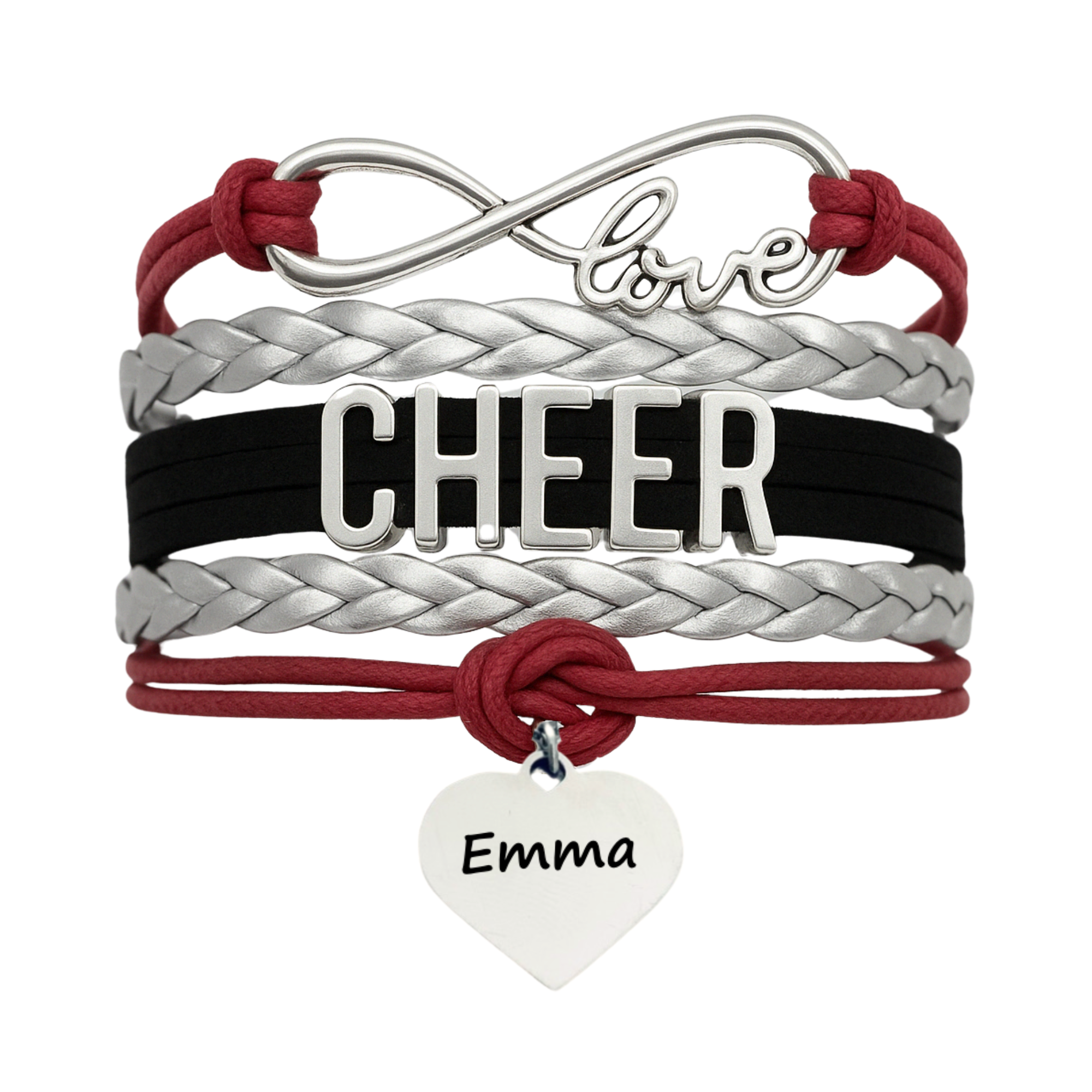 Personalized Cheer Bracelet with Engraved Heart