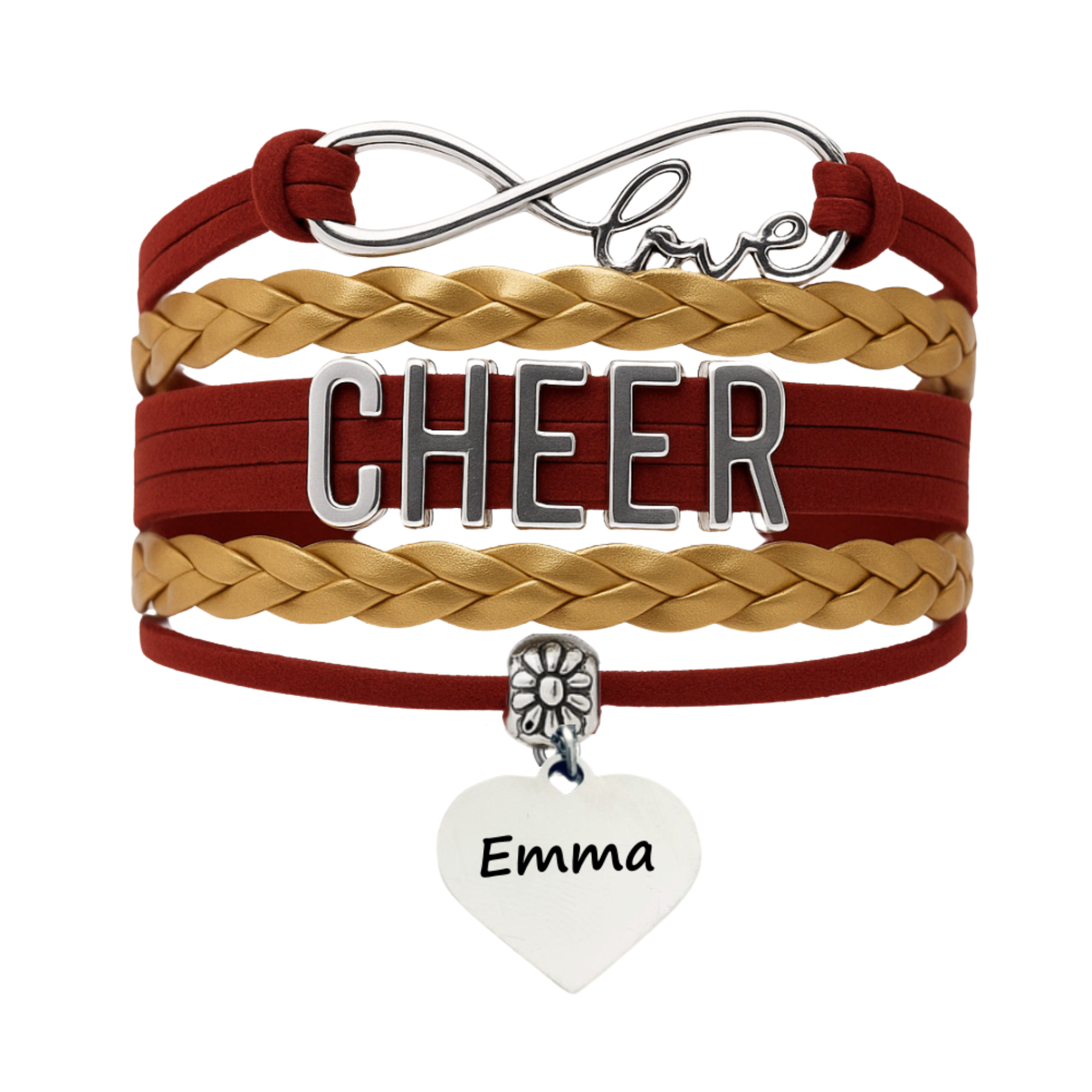 Personalized Cheer Bracelet with Engraved Heart
