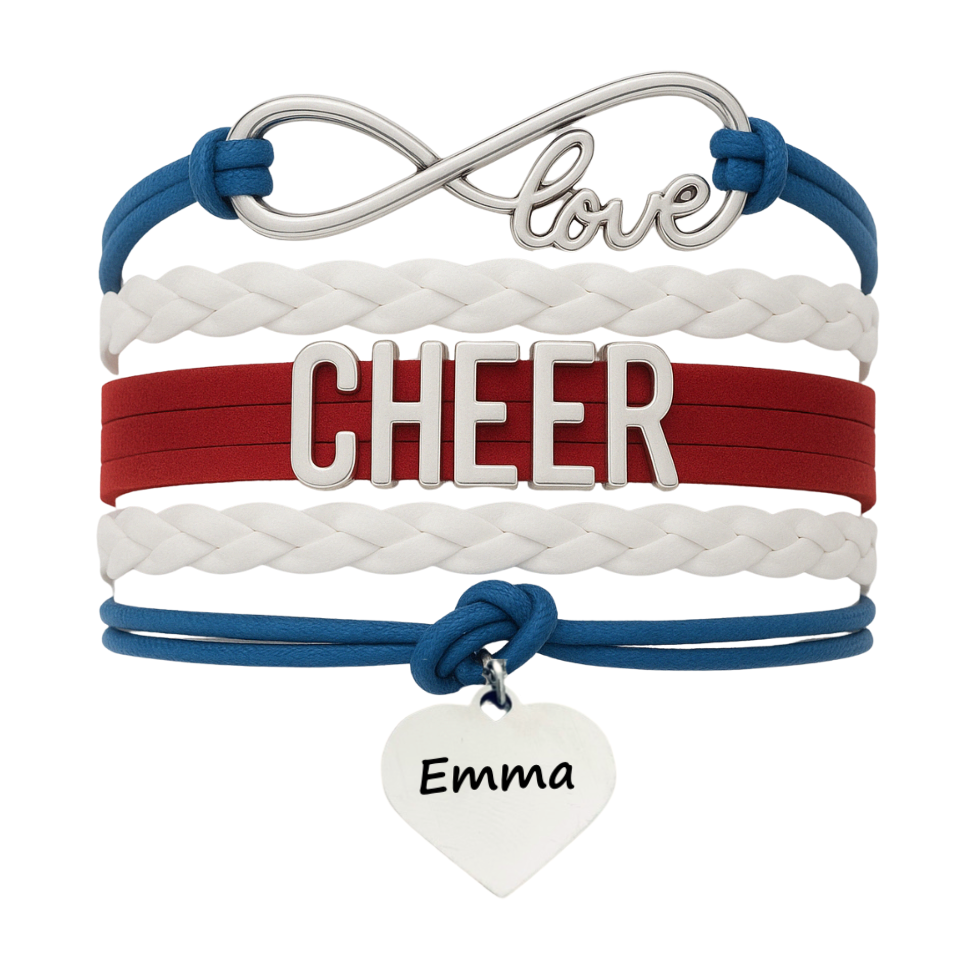 Personalized Cheer Bracelet with Engraved Heart