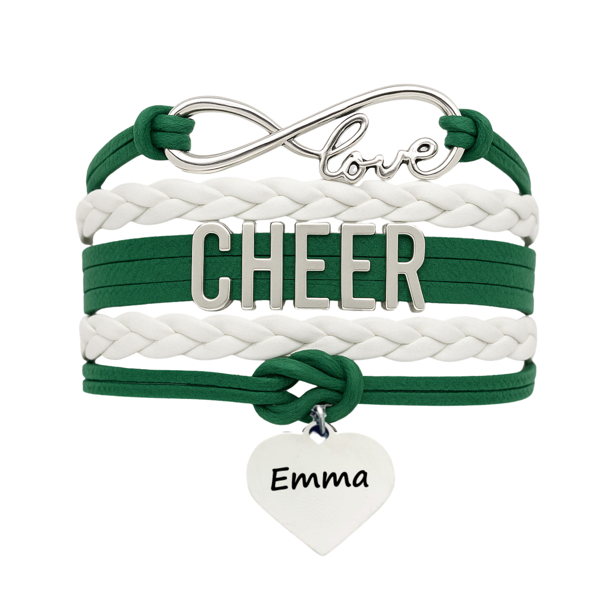 Personalized Cheer Bracelet with Engraved Heart