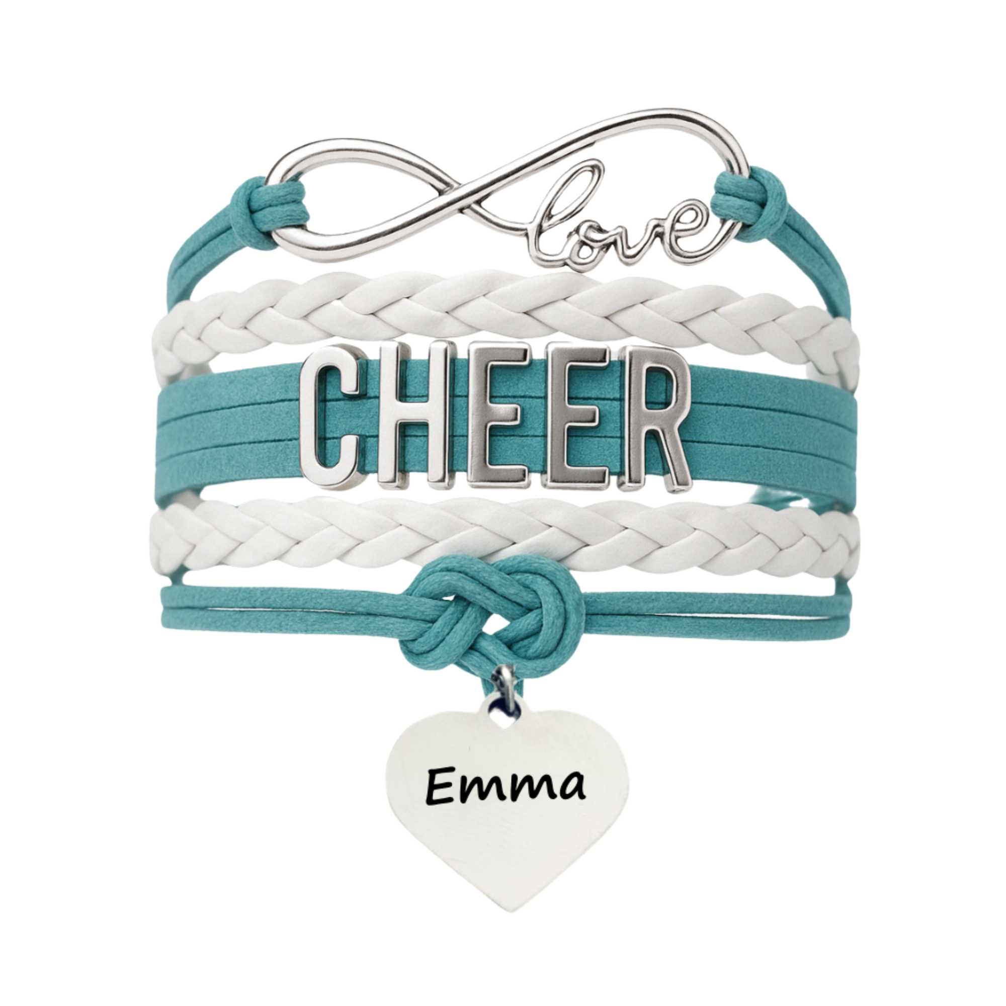 Personalized Cheer Bracelet with Engraved Heart