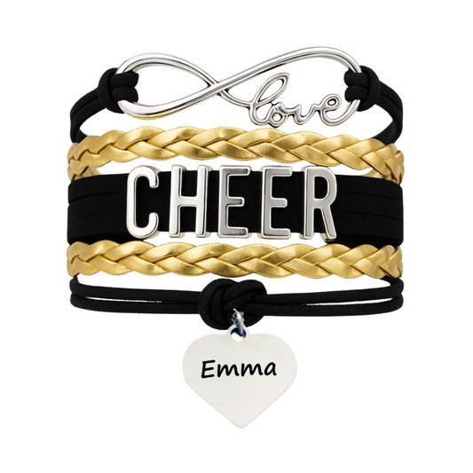 Personalized Cheer Bracelet with Engraved Heart