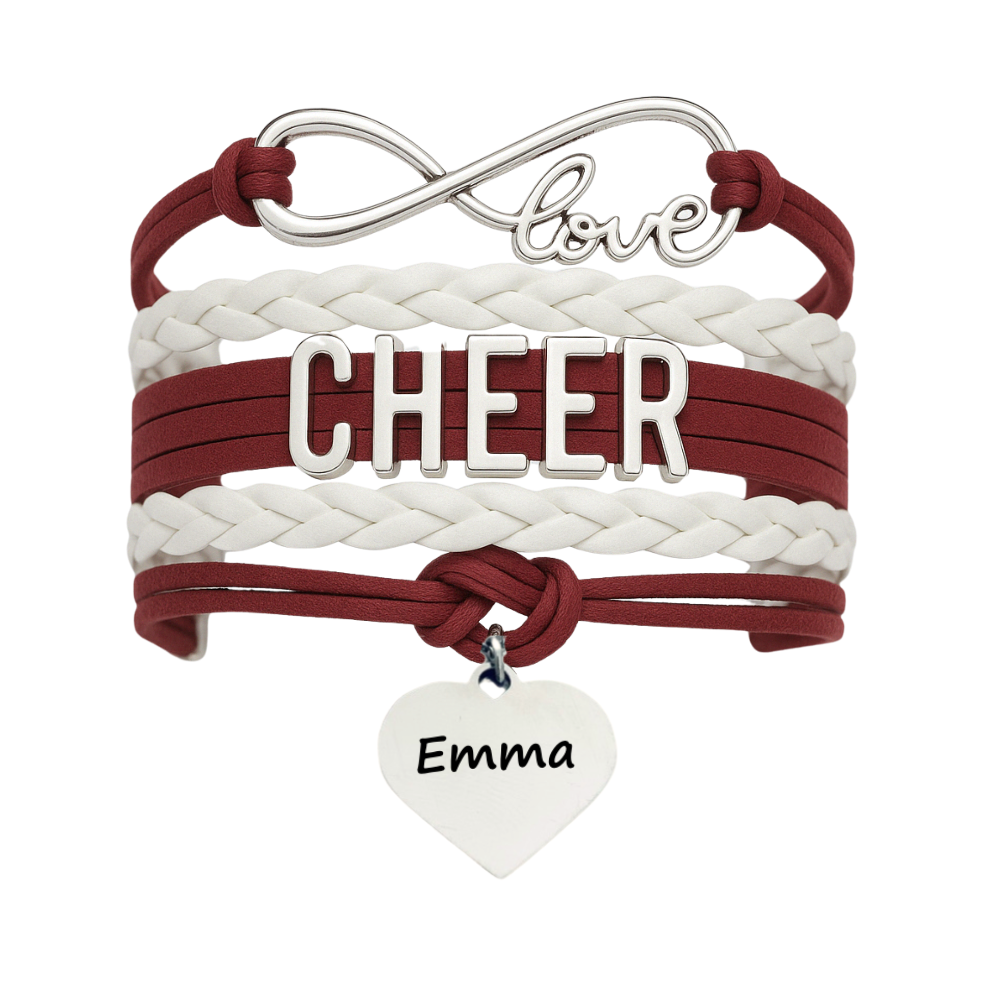 Personalized Cheer Bracelet with Engraved Heart