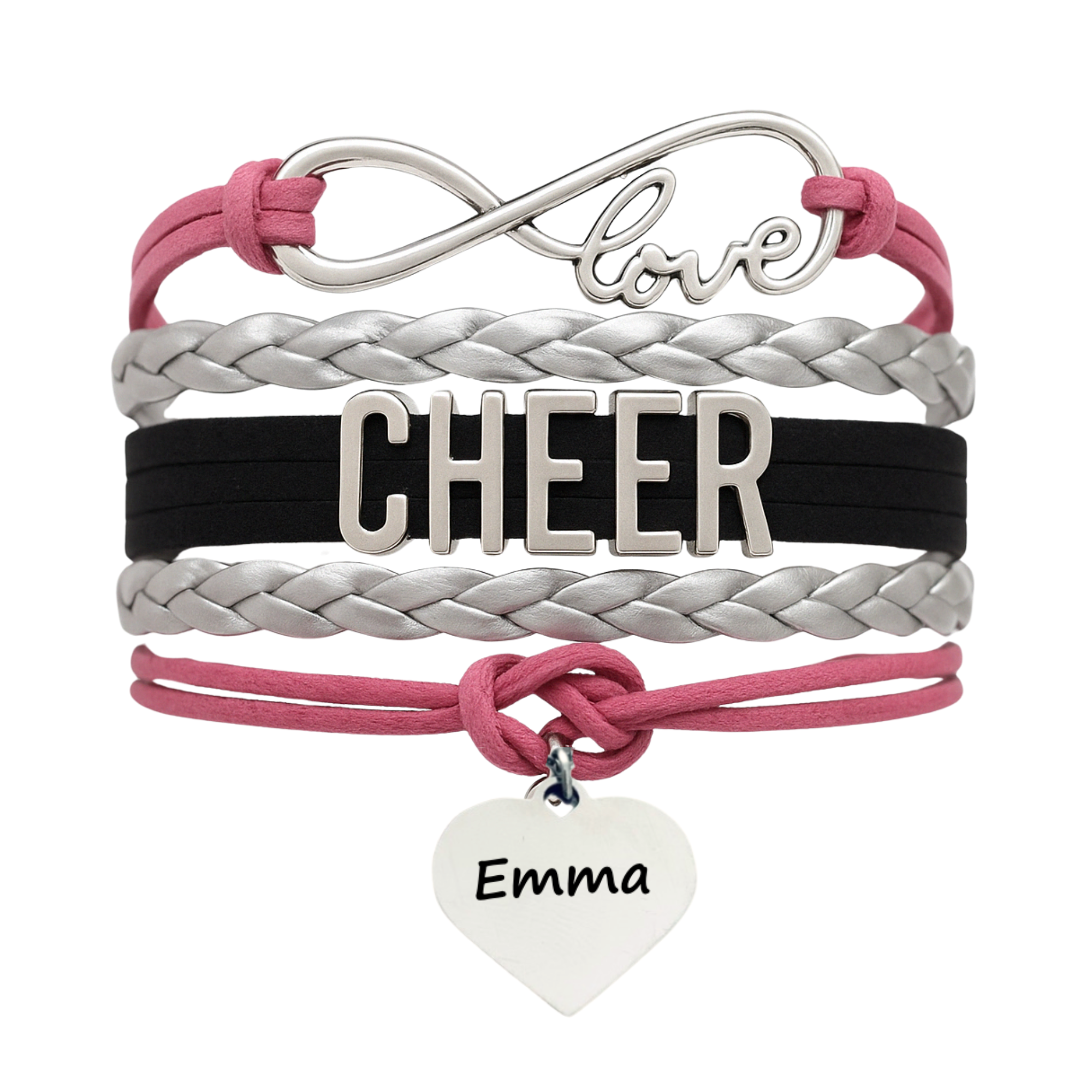Personalized Cheer Bracelet with Engraved Heart