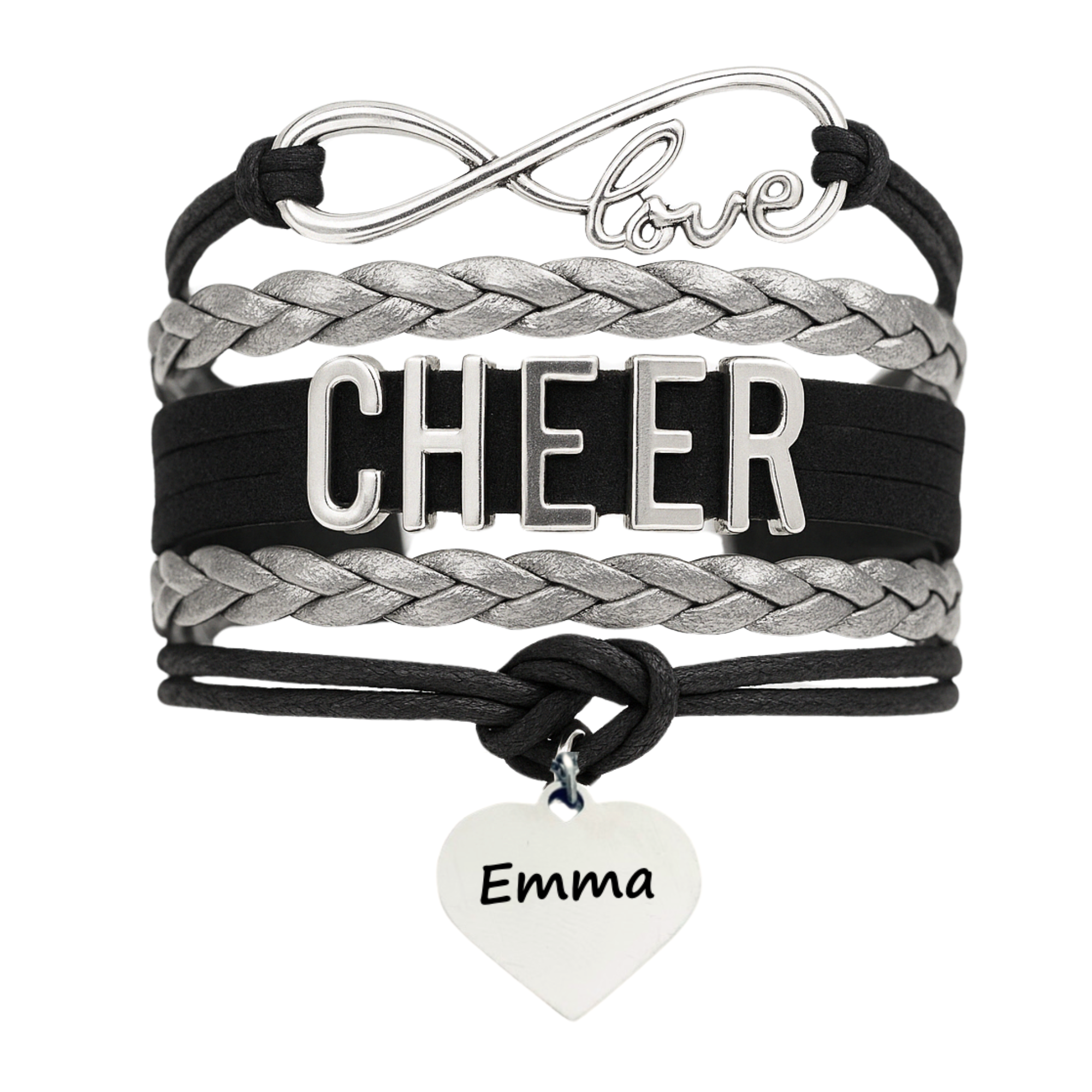 Personalized Cheer Bracelet with Engraved Heart
