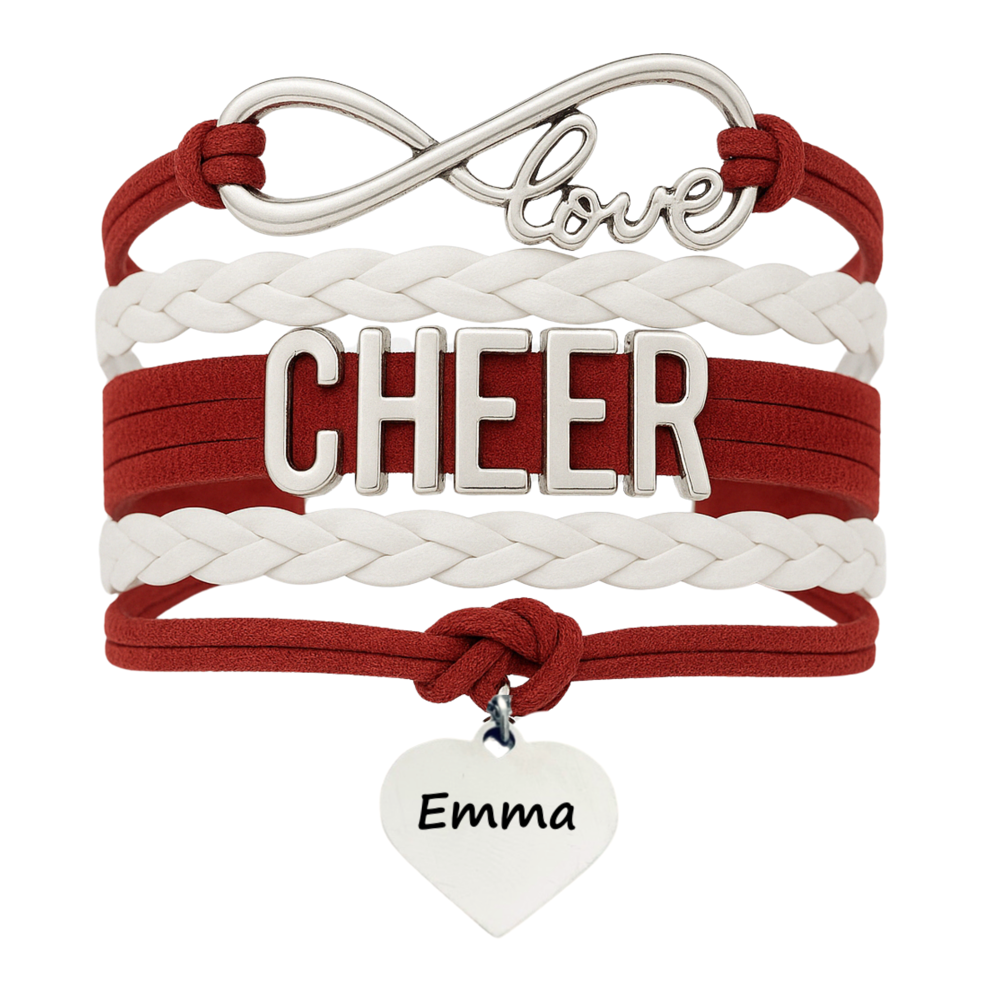 Personalized Cheer Bracelet with Engraved Heart