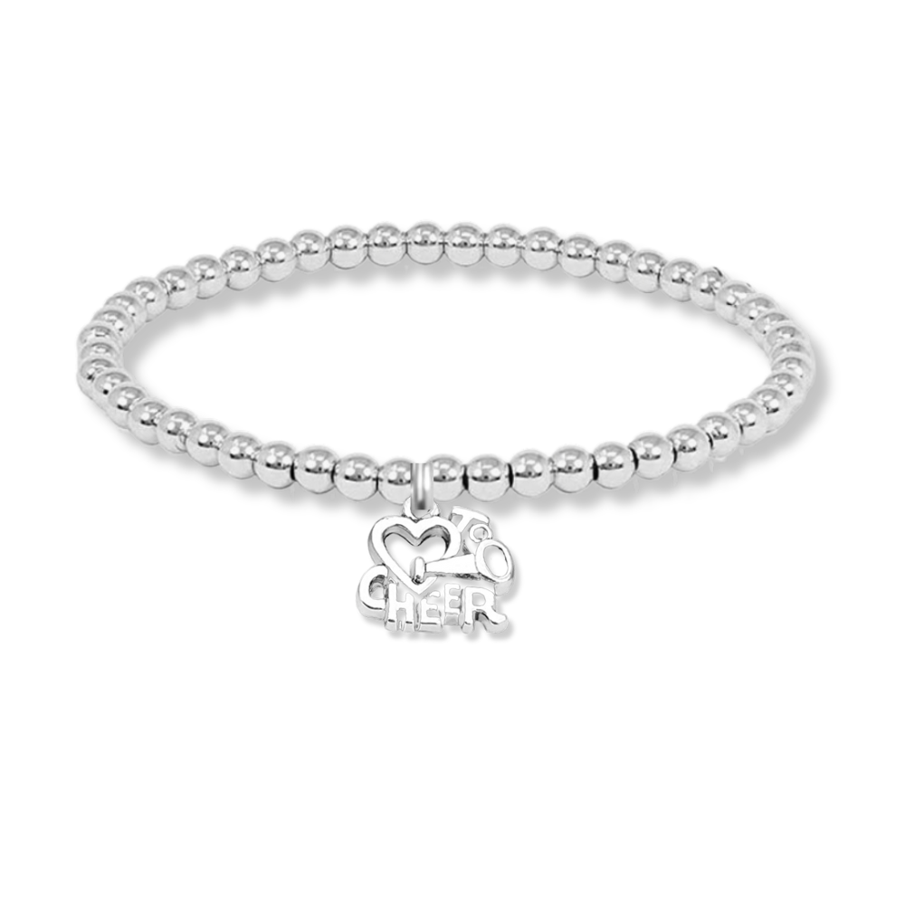 Silver Cheer Beaded Charm Bracelet