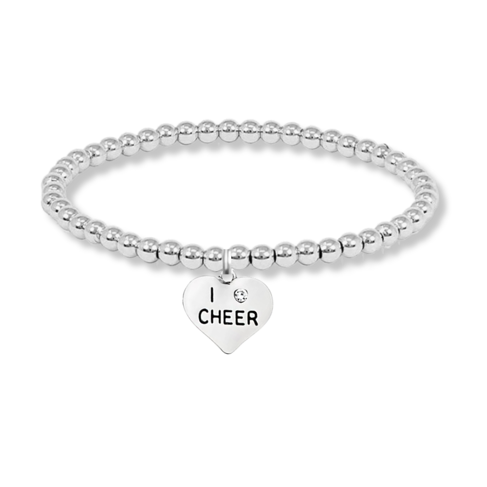 Silver Cheer Beaded Charm Bracelet