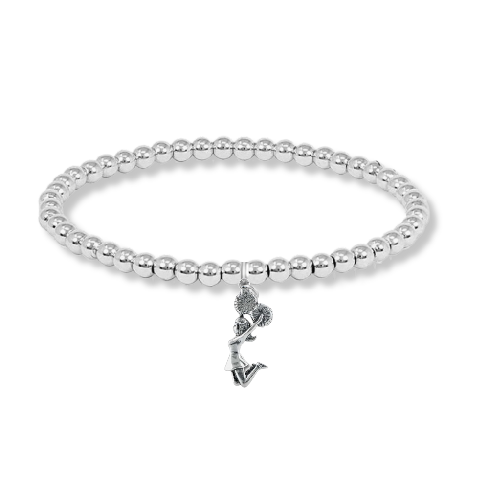 Silver Cheer Beaded Charm Bracelet