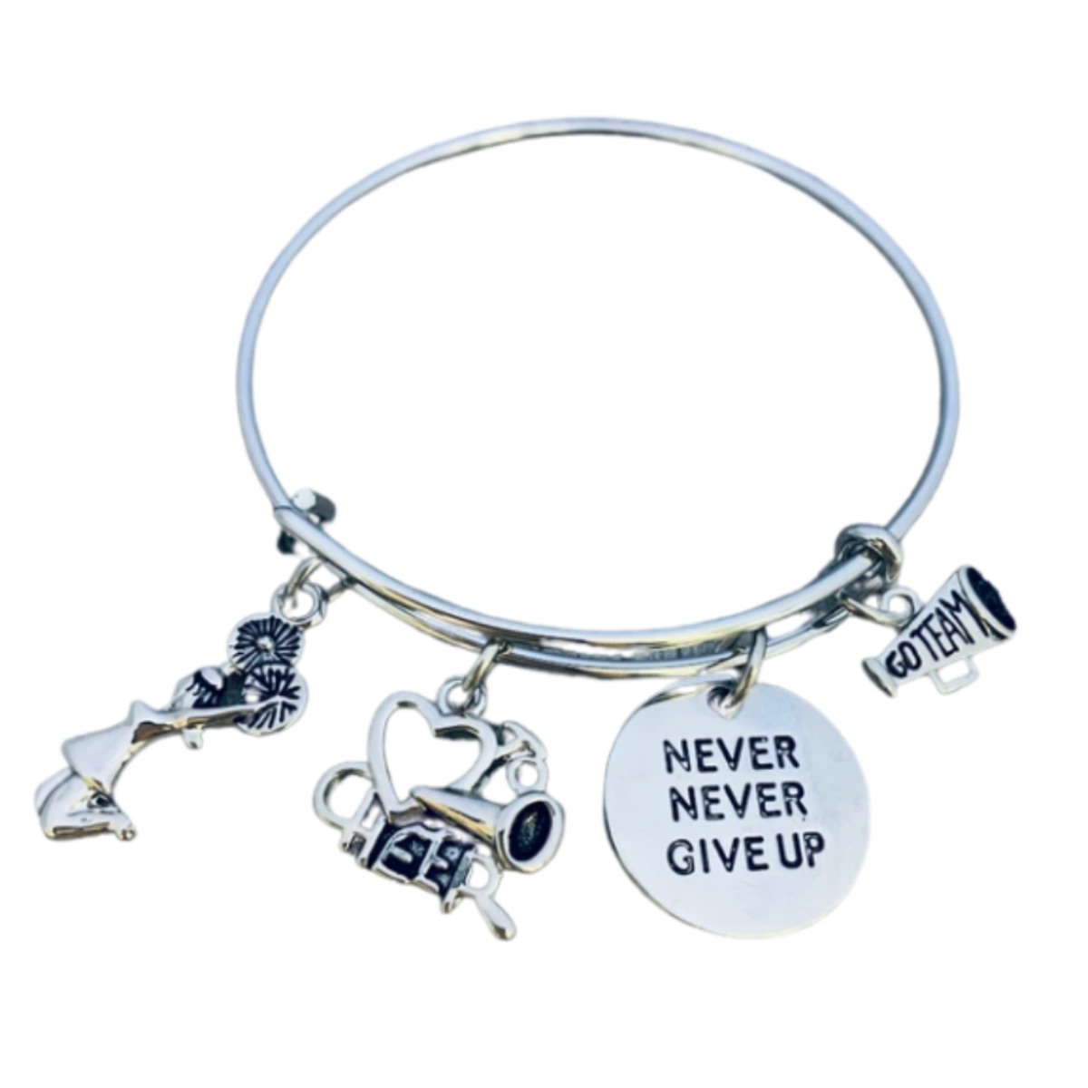 silver Girls Cheer Bangle Bracelet 