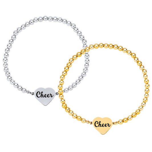 girls cheer gold beaded bracelet, cheer gift for cheerleaders