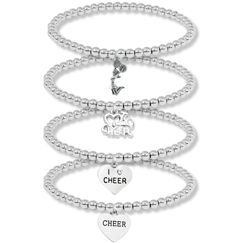 Silver Cheer Beaded Charm Bracelet