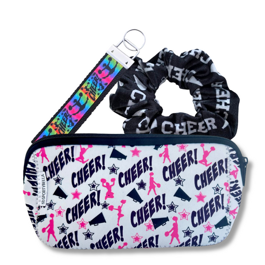 Cheerleading Cosmetic Bag & Scrunchie Gift Bundle