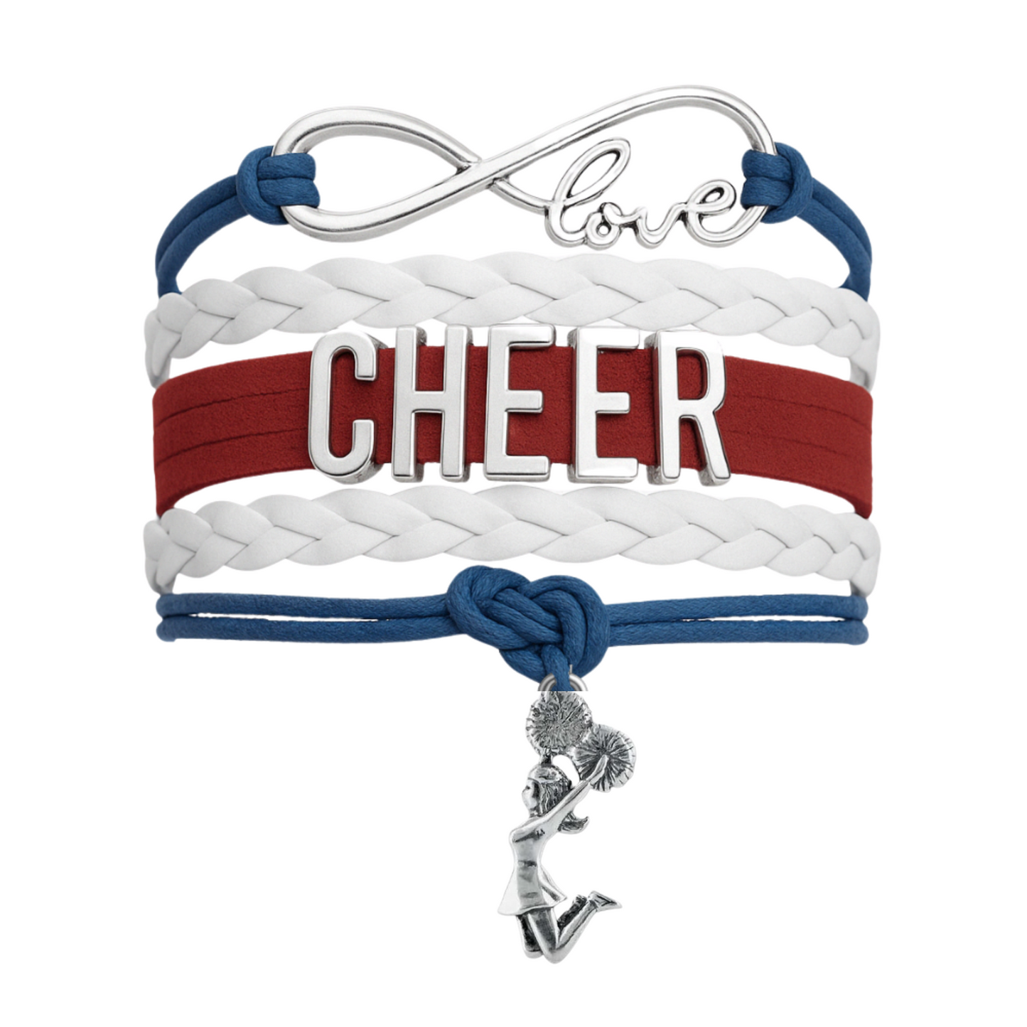 Infinity Cheer Bracelet - Pick Team Colors & Charm