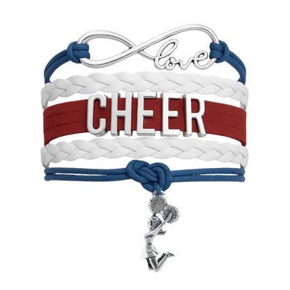 Infinity Cheer Bracelet - Pick Team Colors & Charm