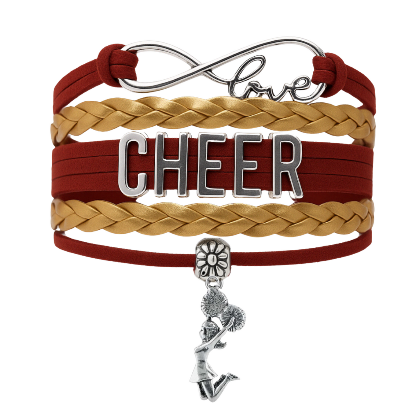 Infinity Cheer Bracelet - Pick Team Colors & Charm