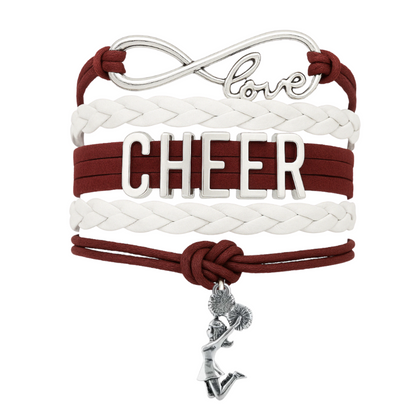 Infinity Cheer Bracelet - Pick Team Colors & Charm