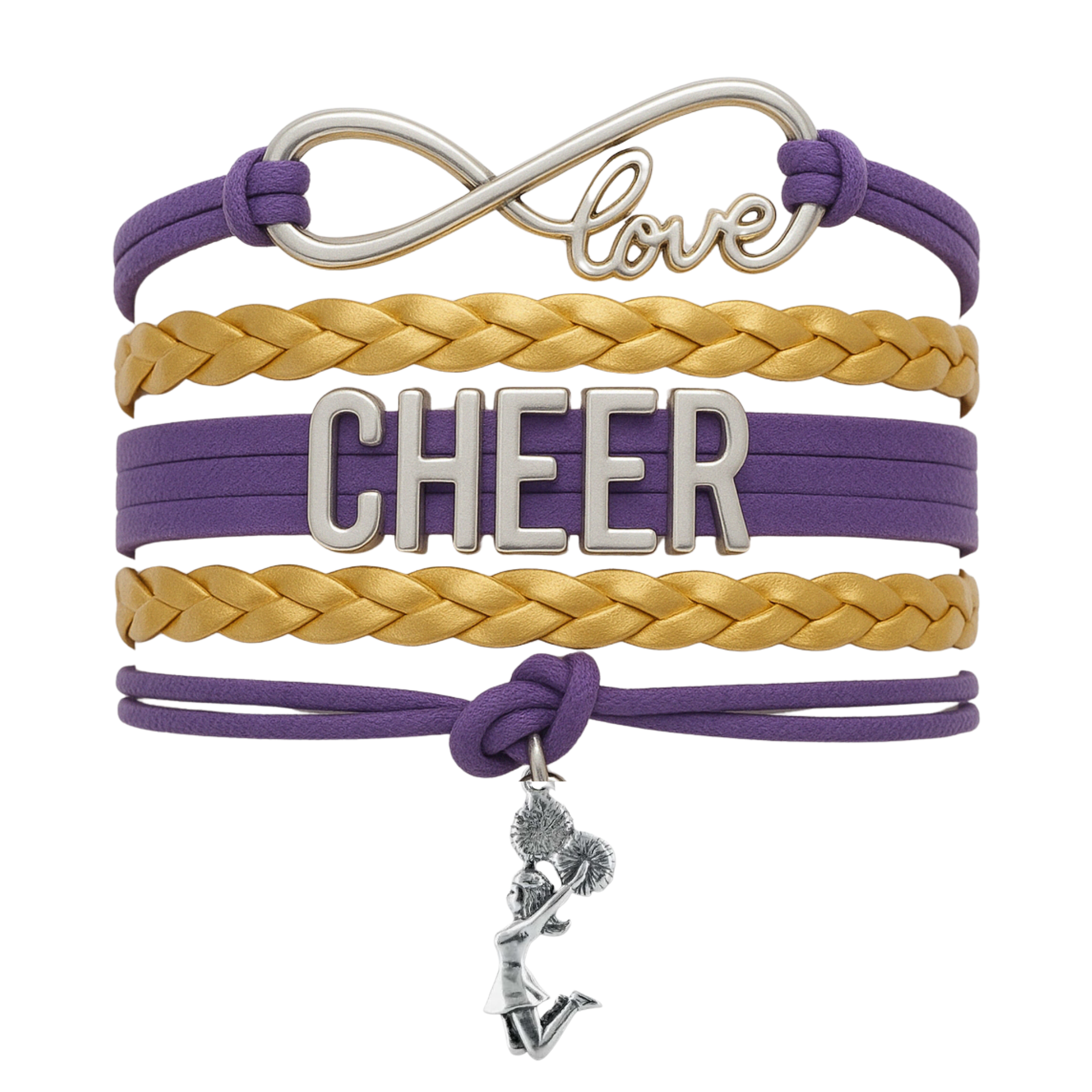 Infinity Cheer Bracelet - Pick Team Colors & Charm