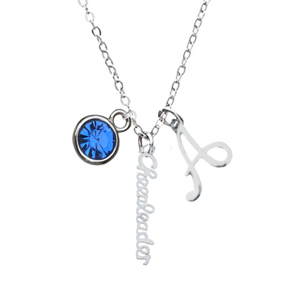 Personalized Cheer Necklace with Birthstone Charm