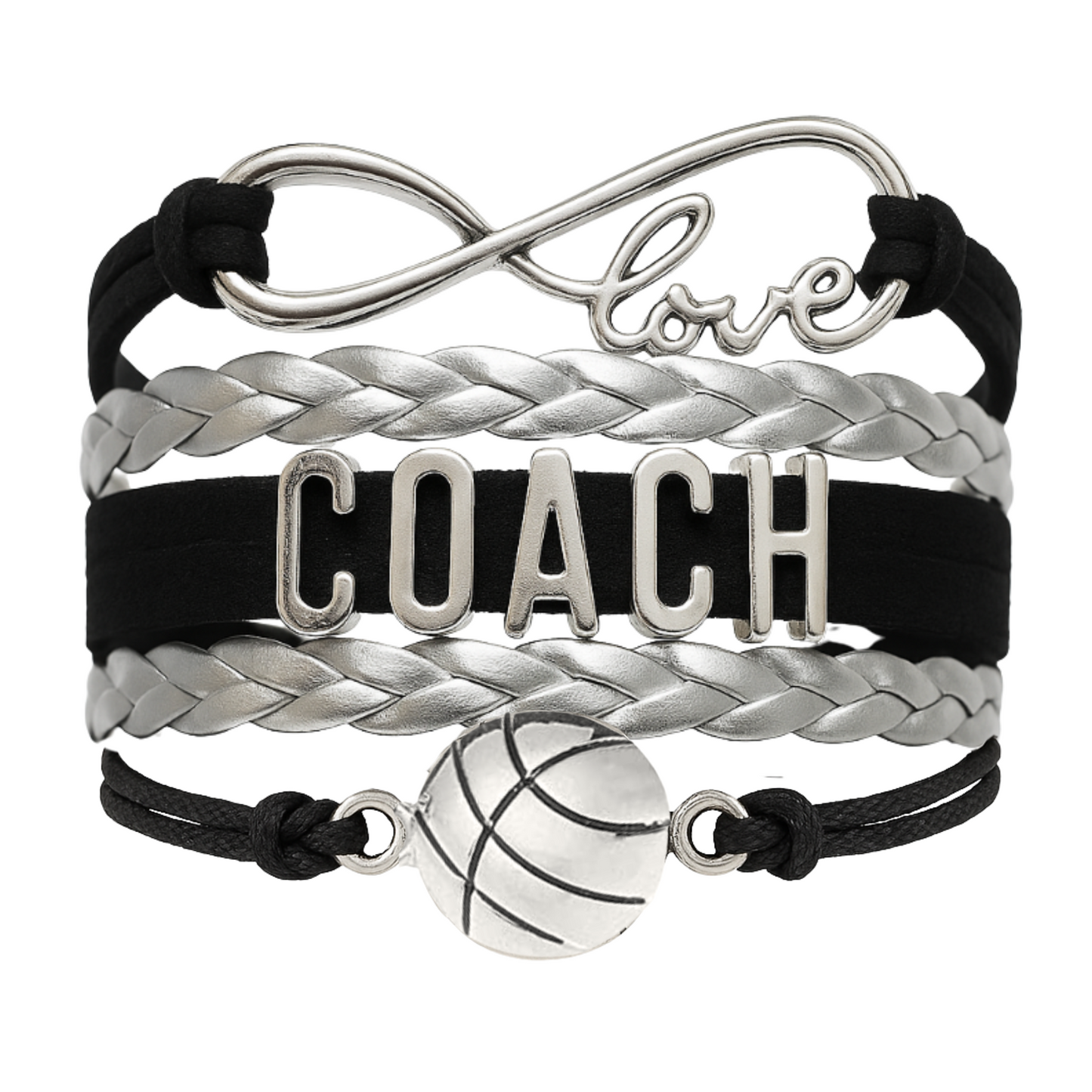 Basketball Coach Bracelet - Black Silver