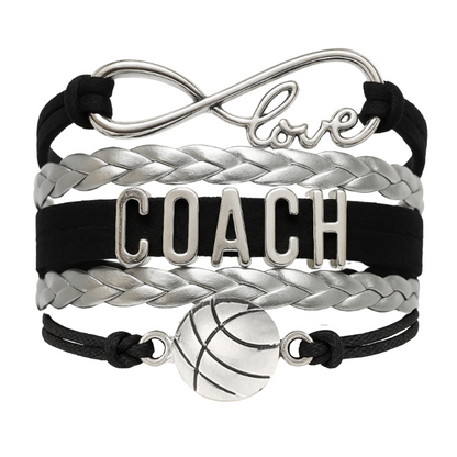 Basketball Coach Bracelet - Black Silver