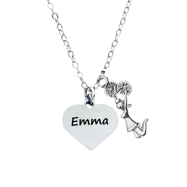 Personalized Engraved Cheer Heart Necklace