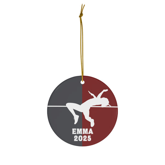 Discus Throw Ornament, 2025 Personalized Boys Track and Field Christmas Ornament, Ceramic Tree Ornament
