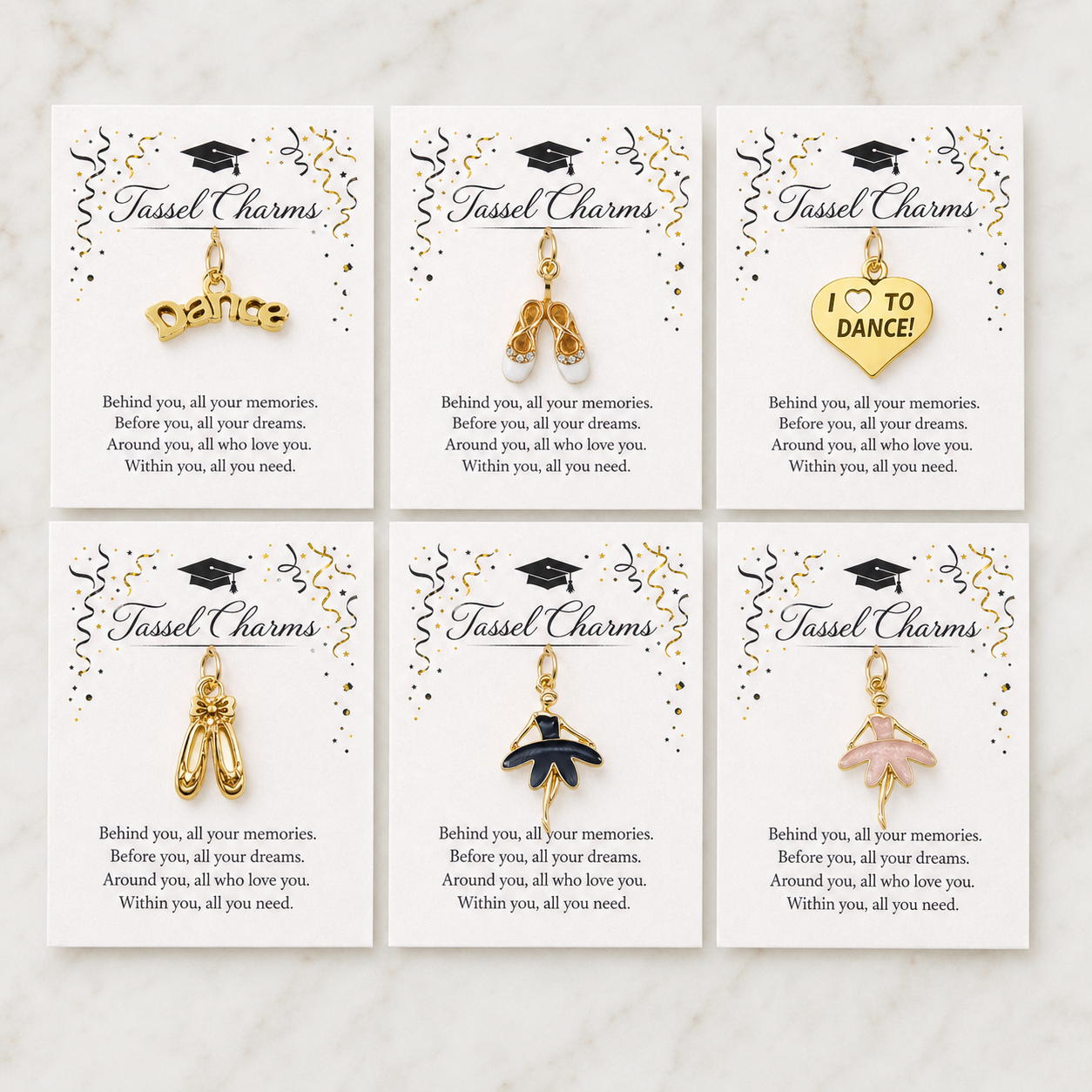 Gold Dance Graduation Tassel Charms