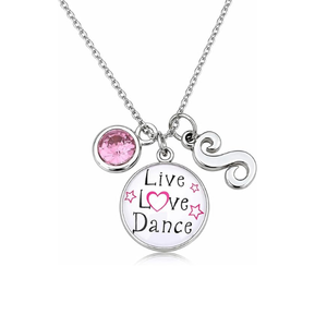 Live Love Dance Necklace with Birthstone & Letter Charm