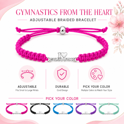 Love Gymnastics Adjustable Rope Bracelet - Pick Colors